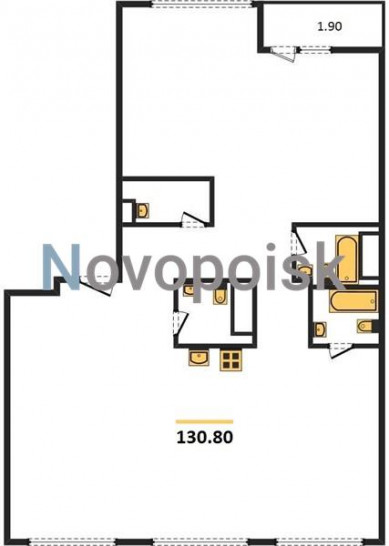 Четырёхкомнатная квартира 130.8 м²