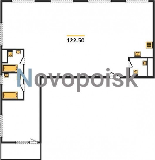 Трёхкомнатная квартира 122.5 м²